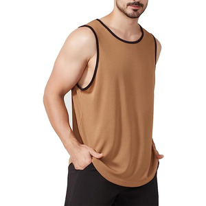 Couleur unie personnalisée pour hommes 100% coton débardeur vierge respirant Singlet Fitness chemise sans manches pour hommes - Product Image 6