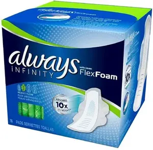 Serviettes hygiéniques Always Infinity pour femmes, avec ailettes Flexfoam, taille 2, douces, confortables, protection contre les fuites, lot économique. - Product Image 6