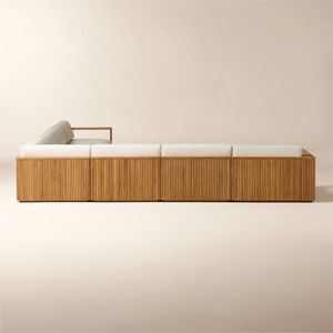 Conjunto de Sofás Seccionales Modernos para Exteriores con Estructura de Madera de Teca Maciza y Cojines Impermeables para Patio, Junto a la Piscina, Jardín y Salón de Hotel - Product Image 5