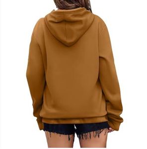 Sudadera con capucha de lana de gran tamaño con logotipo personalizado para mujer, Sudadera larga de algodón, ropa de calle de moda OEM de talla grande 2025 - Product Image 2