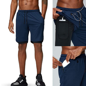 Short de basket-ball d'été pour hommes, coupe courte, tissu en maille, décontracté, coton uni vintage, deux poches à ourlet latéral profond, mi-longueur - Product Image 5