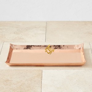 Bandeja de servicio de cobre decorativa para habitación de último diseño, límite hecho a mano texturizado martillado Rectangular personalizado para hogar y hoteles - Product Image 2