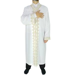 Robe de prière islamique en lin pour hommes Jubbah Long Kurta Galabiyya Imam Vêtements pour hommes - Product Image 1