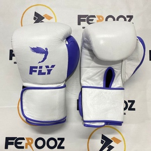 Guantes de Boxeo de Piel Genuina Morados y Blancos para Entrenamiento de Sparring, Personalizados OEM, Cierre de Correa Profesional para Muay Thai y MMA - Product Image 1