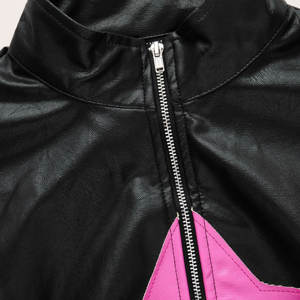 2025 vente chaude hiver automne mode dames étoile motif fermeture éclair culture veste en cuir avec manches longues et col montant - Product Image 3