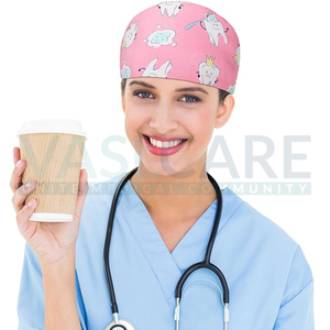 Gorros dentales para mujer, gorro de dentista ajustable, gorros elásticos de enfermera, gorros de trabajo con patrón de dientes, Vaslcare a granel - Product Image 5