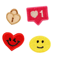 Parches Termoadhesivos de Fieltro de Tela No Tejida Ecológica con Bordado de Dibujos Animados, PVC Multiforma (Corazón, Flor) Multiusos para Sombreros NODA