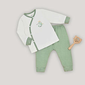 Ensemble bébé unisexe mignon ALB06 à manches longues avec boutons latéraux, motif dessin animé, tissu tricoté respirant en bambou et élasthanne VN - Product Image 2