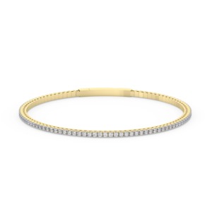 Bracelet tennis flexible en diamants de laboratoire ronds, 1 carat total, couleur E-F-G, pureté VS, 91 diamants, or blanc 14K, ajustement confortable - Product Image 3