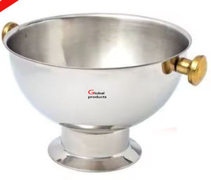 ชามสแตนเลสโลหะทรงกลมพร้อมขาตั้งสีทองสำหรับร้านอาหารและบาร์ในโรงแรม - Product Image 2