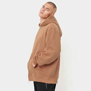 Fabricants de vêtements sweat à capuche personnalisé surdimensionné uni unisexe en coton épais vierge sweatshirts pour hommes basiques en coton mélangé - Product Image 3