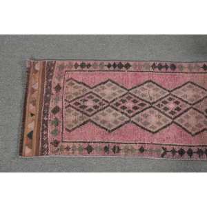 พรมตุรกีโบราณขนาด2.1 x สีน้ำตาล12.8ft, ผ้าขนแกะสานเรียบมีลวดลายปะติดสำหรับตกแต่งห้องนั่งเล่นหรือใช้ในห้องโถง - Product Image 2