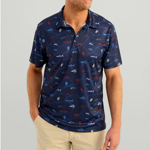 Chemise de golf en tricot de couleur unie avec logo personnalisé, chemise de travail à séchage rapide, polyester uni, impression par transfert thermique, uniforme pour hommes - Product Image 2