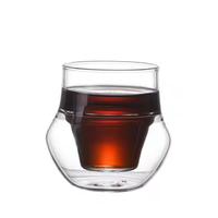 Tasse à café/thé/lait en verre borosilicate à double paroi à simple ouverture