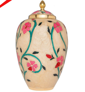 La urna de recuerdo de cremación blanca más exigente con diseño de flores - Product Image 3