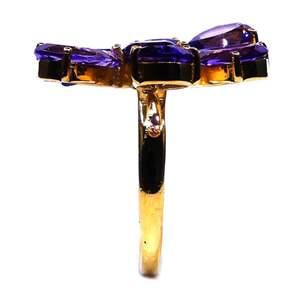 Anillo de amatista de Plata de Ley 925 estilo clásico chapado en oro para bodas y fiestas - Product Image 5