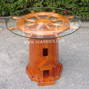El fabricante de Gia Nhien aprueba el diseño personalizado MESA DE RUEDA DE BARCO bajo CON GABINETE _ MODELO DE ARTESANÍA DE MADERA DE ALTA CALIDAD - Product Image 1