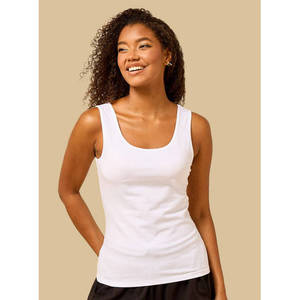 Camiseta sin mangas transpirable de corte ajustado con cuello redondo para mujer, estilo casual, con logo frontal, largo a la cadera, OEM, marca privada - Product Image 3