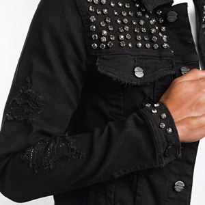 Wholesale Custom Made <b>Long</b> Stretch <b>Canvas</b> Thin Breathable Jacket Men's Winter Plain Rhinestone Custom Logo - Product Image 4