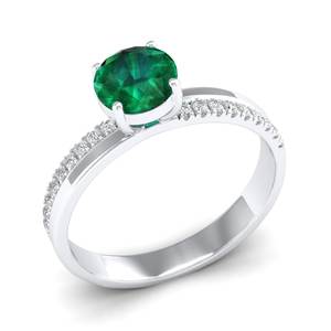 แหวนเพชร REYES ดีไซน์เหนือกาลเวลา ทองคำแท้ 14K 18K ทรงกลมเจียระไนแบบบริลเลียนท์ ประดับพลอยมรกต 0.84 กะรัต สำหรับผู้หญิง - Product Image 2