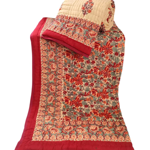 Edredón Reversible Hecho a Mano de 100% Algodón, Bloque de Mano, Diseño Ligero Tradicional Impreso para Edredón de Algodón de Invierno - Product Image 4