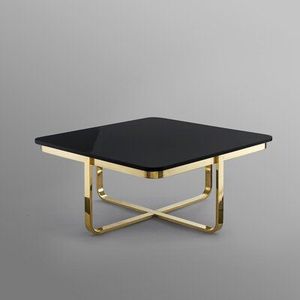 Table basse de luxe en acier inoxydable la plus vendue avec verre pour intérieurs élégants et minimalistes disponible pour la vente en gros - Product Image 4
