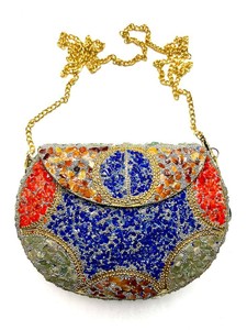Mosaico Latón Metal Lady Accesorio de moda con decoración de cadena Cierre de cremallera y para patrón de piedra - Product Image 4