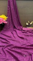 Magnifique Saree en Georgette de Soie à Bordure Double et Broderie, avec Blouse de Designer à Passepoil Arrière, pour Occasions Spéciales