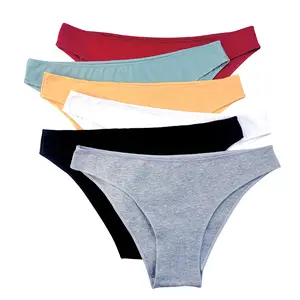 Wholesale Custom Logo High Quality New Pack of 5 Women's Cotton Sexy Underwear Full Back Cover Panties Briefs Assorted Colors