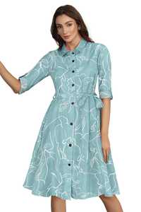 Robe d'été formelle en coton Western Ruby, une pièce, longueur genou, silhouette trapèze, taille naturelle, lavable - Product Image 5