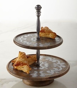 Présentoir à gâteau en bois rustique marron fait à la main décor de ferme présentoir de nourriture et de fête - Product Image 5