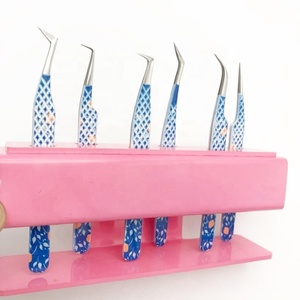 Venta al por mayor de pinzas de extensión de pestañas de acero inoxidable de calidad superior Diamond Grip personalizado etiqueta privada probado a mano - Product Image 4