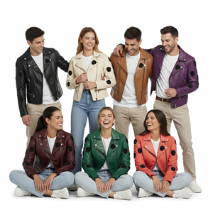 Vente en gros OEM Manteau moto à fermeture éclair de haute qualité avec motif tête de mort en strass Manteau élégant à la mode Veste d'extérieur mince en cuir véritable - Product Image 4