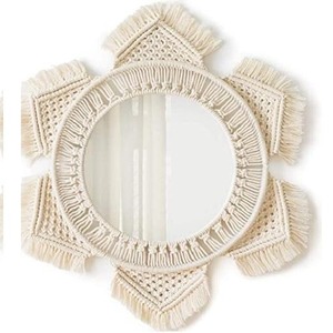 Fabriqué à la main Boho macramé miroir tenture murale artistique tissé tapisserie Accent décoratif pour la maison intérieur salon chambre - Product Image 3