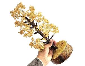 Sculpture d'arbre en pierres précieuses faites à la main avec 1000 copeaux de citrine, finition au toucher réel, inspirée de la magie des fées, Reiki, Feng Shui, décoration d'intérieur, mascotte d'amour - Product Image 1