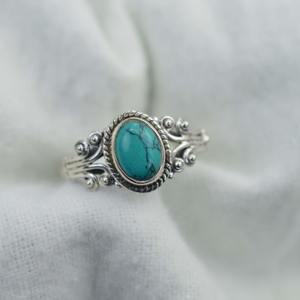 Anillo clásico de estilo bohemio, joyería para mujer, joyería de plata de ley 925, piedra preciosa turquesa, anillo hecho a mano, regalo para el amor - Product Image 3