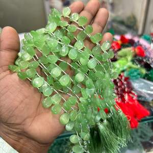 Monalisa พลอยหลวมรูปหยดน้ำตาลูกปัดในใยแก้วนำแสงสีเขียวพร้อมพลอยธรรมชาติทรงรีตัด - Product Image 3