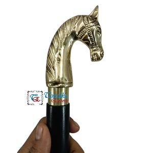 Bastón de Madera Ajustable de 3 Secciones con Mango de Cabeza de Caballo Pulido en Latón, Estilo Art Deco Negro de Alta Calidad, para Personas Mayores, Precio al por Mayor - Product Image 4