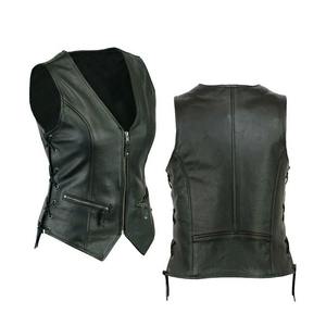 Wholesale Motorcycle Cotton <b>Leather</b> <b>Vest</b> Custom Design Motorbike Waistcoat Cowboy Biker <b>Leather</b> <b>Vest</b> for Woman - Product Image 4
