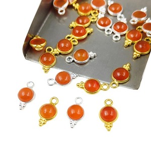 Ensemble de pendentifs pour boucles d'oreilles en cornaline orange avec lunette fantaisie plaquée rhodium pour faire du charme par le fabricant - Product Image 6