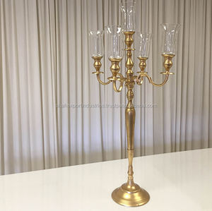 Candelabro de aluminio con mosaico de espejo dorado con copa de vidrio estilo Hurricanes para bodas y decoraciones navideñas para pisos - Product Image 4