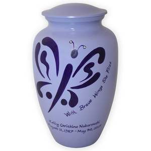 2023 nouveauté urne de crémation moderne au prix de gros conception OEM urne de crémation en métal fabriquée à la main avec un design papillon - Product Image 1