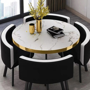 Tiết kiệm không gian nhà hàng hiện đại bàn ghế 4 chỗ ngồi quán cà phê căn hộ nhỏ Kim Loại Cơ sở MDF đá cẩm thạch bàn ăn ghế - Product Image 4