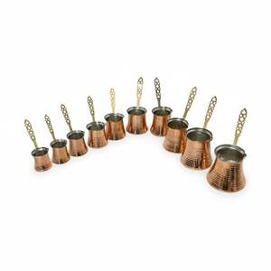 Juego de cafetera turca clásica de cobre, utensilios de cocina con mango de agarre, materiales de vidrio, cerámica, plástico y metal - Product Image 5