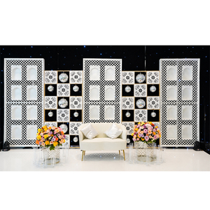 Stylish Black & White Jharokha-Style Wedding <b>Frames</b> Mirror <b>Frames</b> Palace Wedding Theme <b>Backdrop</b> Mirror Stage <b>Frames</b> Mughal Stage - Product Image 1