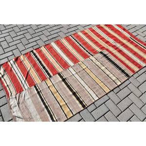 Vintage 9x12 Rectangle Large Area Rug Ethnic <b>Red</b> Beige Patchwork Design 10mm Wool <b>Material</b> with Latex for Teen 3.8x4.4ft - Product Image 2