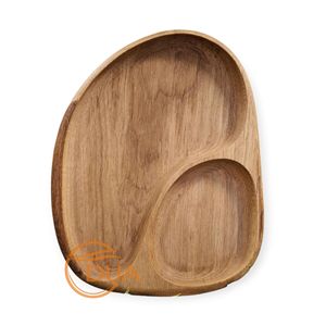 ถาดเสิร์ฟขนมไม้สองช่องทำด้วยมือถาดเสิร์ฟขนมไม้สีอ่อน - Product Image 6