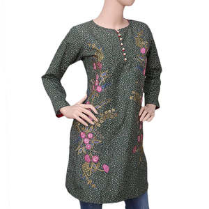 Kurti de Algodón Bordado para Mujer - Verde - Product Image 1