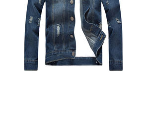 Chaqueta Bomber de Mezclilla para Hombre, Cuello Alto, Logotipo Frontal, 100% Algodón/Poliéster, Azul Moderno para Uso Diario, Precio Económico - Product Image 6