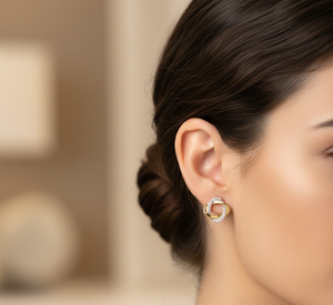 Pendientes de Oro con Doble Nudo de Estilo Francés para Mujer, Regalo de Cumpleaños - Product Image 3